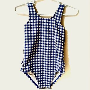 Baby Boden Blue Gingham One Piece Bathing Suit, Size 12-18 Months